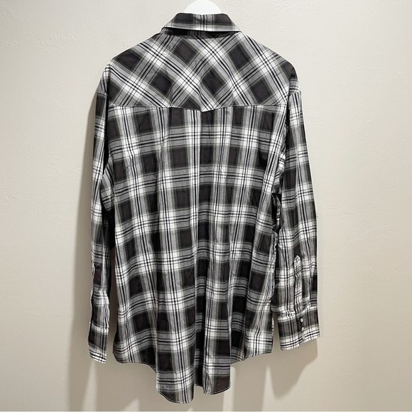 ELY CATTLEMAN Men’s Black White Plaid Pearl Snap Long Sleeve Western Shirt XXL - Picture 3 of 9